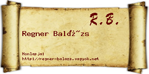 Regner Balázs névjegykártya